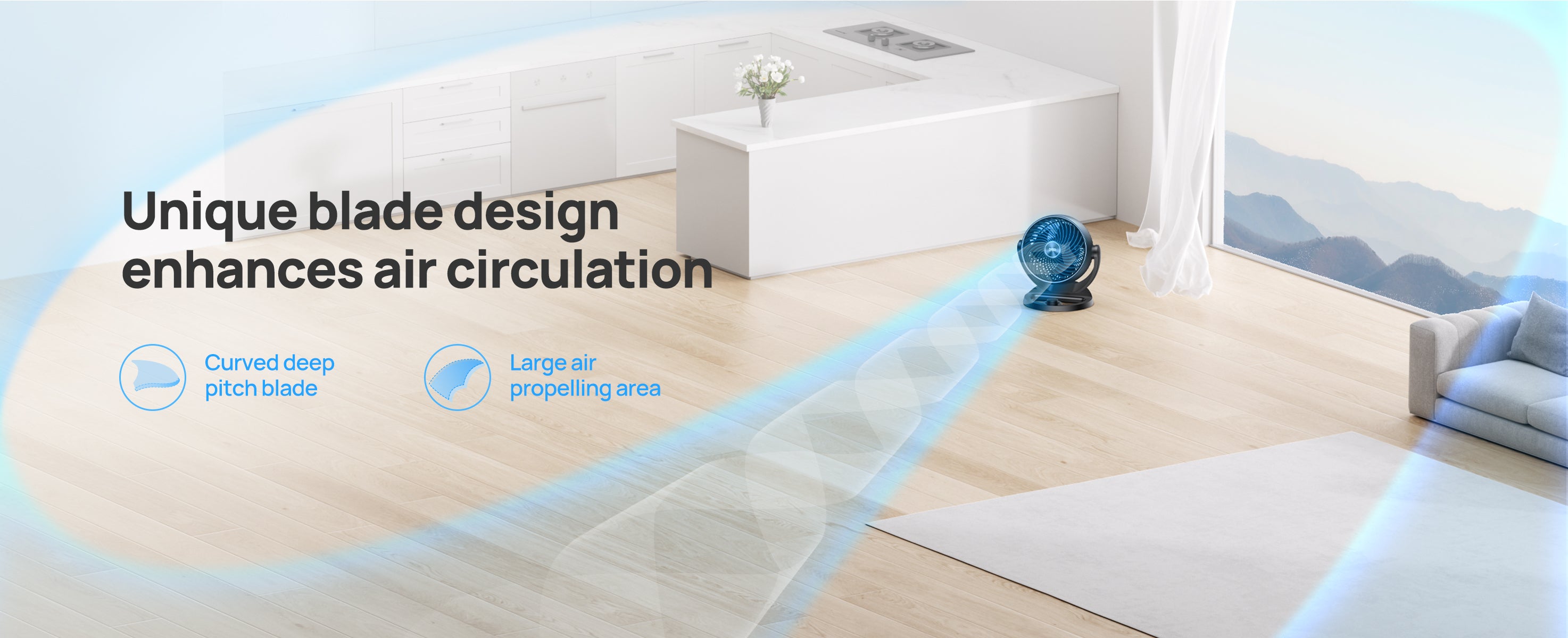 Unique blade design enhances air circulation